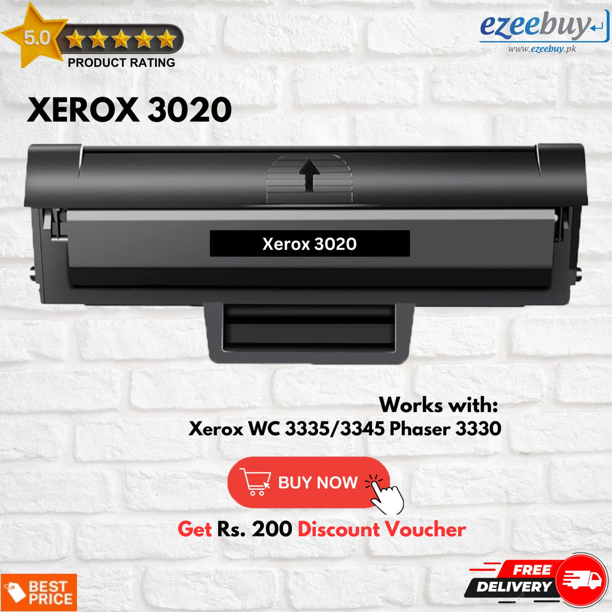Xerox 3020 Toner Black Laser Toner Cartridge
