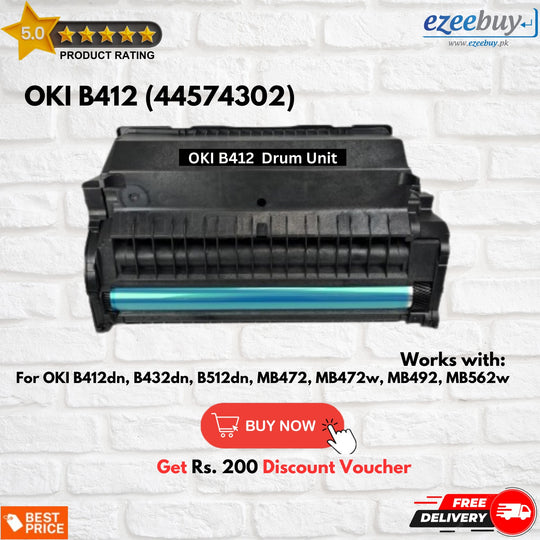 OKI B412 44574302 Black Laser Drum Unit